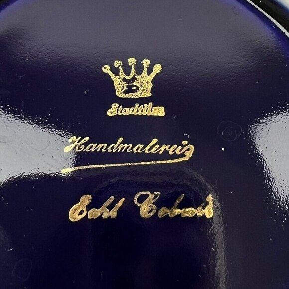 2 Vintage Stadtilm Cobalt Blue Round Shape Decorative Trinket Candy Dishes - Picture 12 of 13